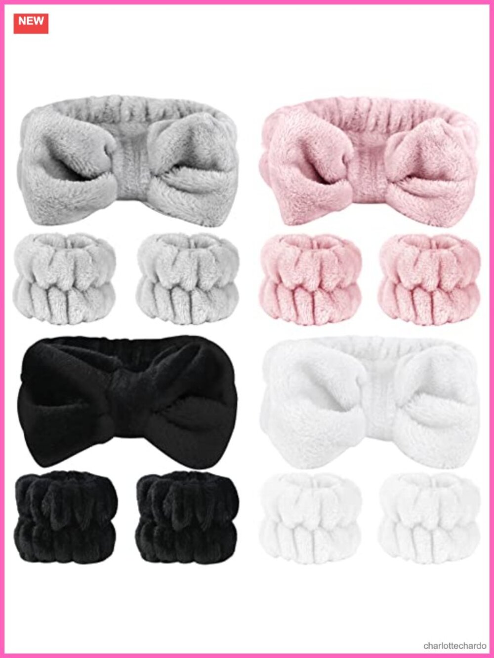 Microfiber Spa Headband Wristband Set 12 Pc Face Wash Makeup Hair
